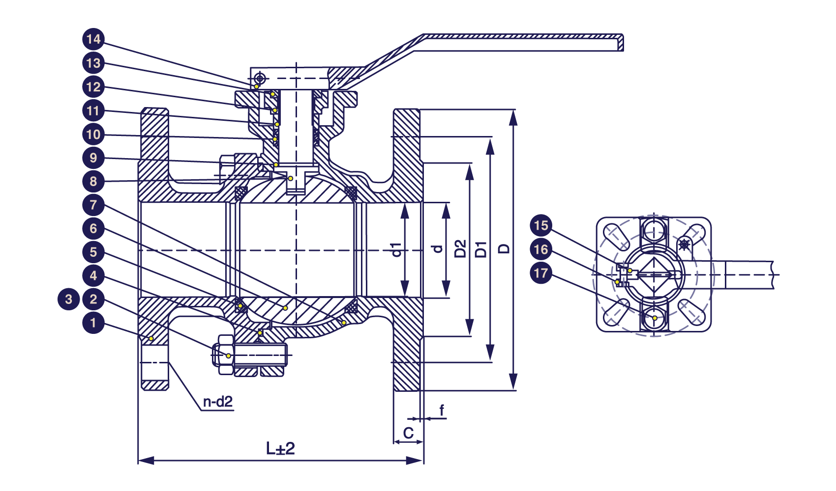 PN10/16 SS316 FLANGE END BALL VALVE